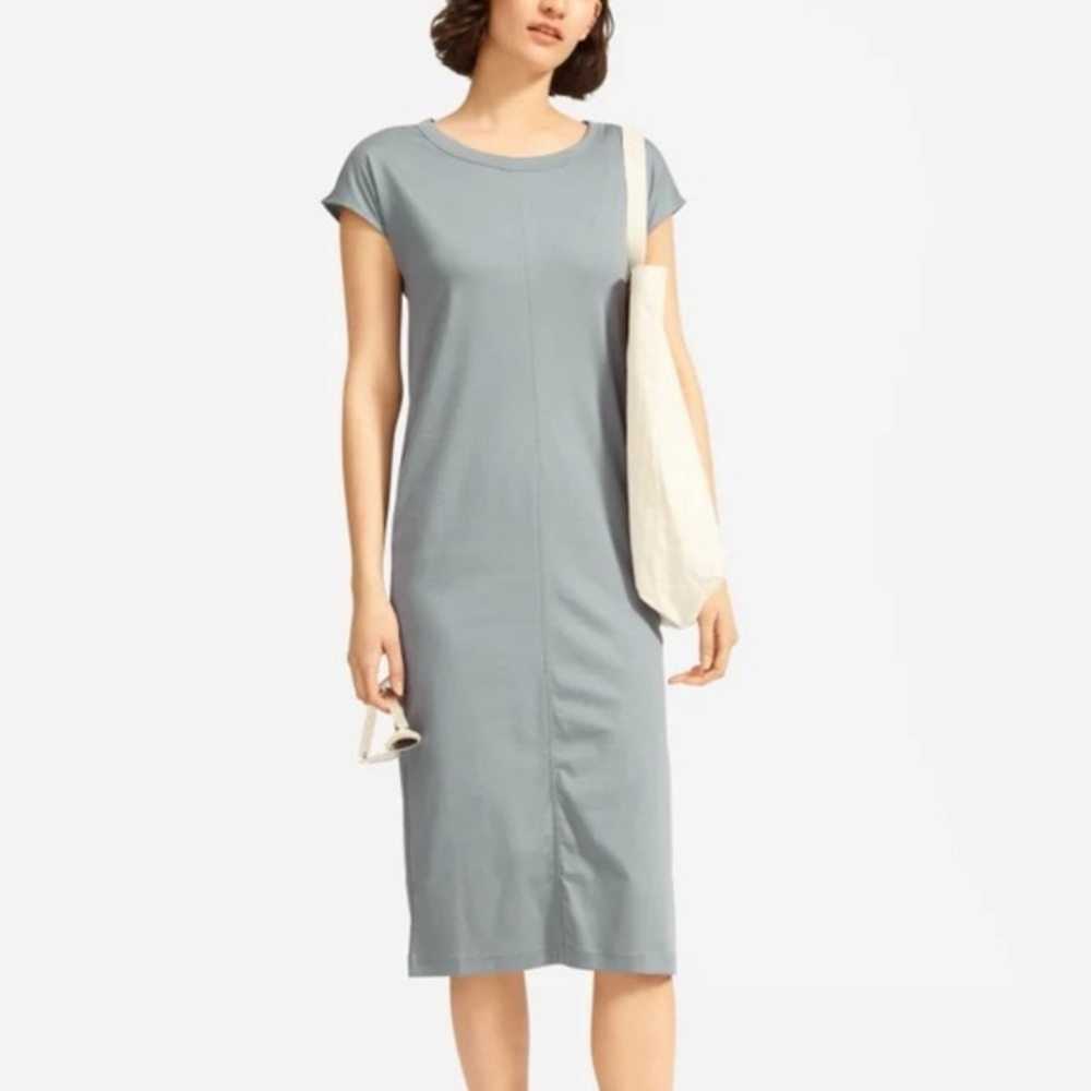 Everlane women’s 100% cotton shirt dress short sleeve knee length size medium‎